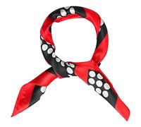sourcing map Pañuelo con estampado de rayas de lunares rojos y negros, bufanda de cuello cuadrado para mujer