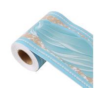 sourcing map Papel Borde Pared, Bordes Piso PVC Auto-Adhesivos para Cocina Baño Dormitorio Decoración de pared papel 3,94 Pulgadas por 32,8 pies Azul Patrón de onda
