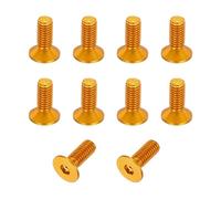 sourcing map Paquete de 10 tornillos de cabeza hueca, M3 x 8 mm, aleación de aluminio, cabeza avellanada, tornillos hexagonales de cabeza plana para accesorios de modelo, tono dorado