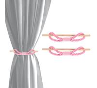 sourcing map Paquete de 2 alzapaños de cortina de cuerda de algodón, alzapaños decorativos tejidos a mano con club de madera para decoración del hogar y oficina, color rosa