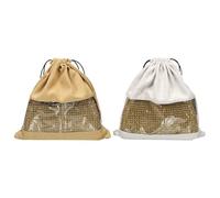 sourcing map Paquete de 2 bolsas de polvo para bolsos, 10.25 x 10.25 pulgadas, bolsa de almacenamiento de algodón con cordón con ventana, bolsa de almacenamiento para bolsos, zapatos, botas