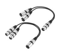 sourcing map Paquete de 2 cables divisores XLR, 1 pie XLR 1 hembra a 2 machos y 1 macho a 2 hembra, cables en Y para equipos de audio equilibrados, mezcladores, micrófonos, círculo negro