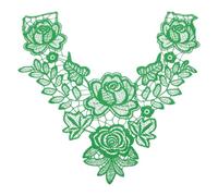 sourcing map Paquete de 2 parches de flores de encaje de 12 x 13 pulgadas, bordado floral para coser en el cuello, diseño para vestido de novia, manualidades, decoración, color verde