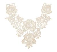 sourcing map Paquete de 2 parches de flores de encaje de 12 x 13 pulgadas, bordado floral para coser en el cuello, diseño de parche para vestido de boda, vestido de novia, manualidades, decoración