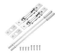 sourcing map Paquete de 2 pernos de extensión con varilla, pestillo de acero inoxidable de 12 pulgadas, cerradura de seguridad oculta para puertas francesas dobles, compuesto, puertas de madera, color