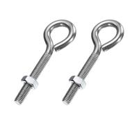 sourcing map Paquete de 2 pernos de ojo, M8 x 60 mm, acero inoxidable 304 roscado, ganchos plateados con tuerca para colgar o asegurar cables