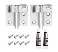 sourcing map Paquete de 2 pestillos abatibles, cerradura de seguridad de acero inoxidable de 1.8 pulgadas, cerradura de puerta de granero, acabado cepillado, para valla de granero, jaula de mascotas