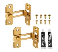 sourcing map Paquete de 2 pestillos abatibles para puerta, 2.8 pulgadas, acero inoxidable, 90 grados, cerradura de puerta corrediza de granero, ángulo recto, curvado para valla de granero, jaula de