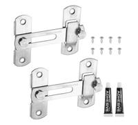 sourcing map Paquete de 2 pestillos abatibles para puerta abatible, 2.8 pulgadas, de acero inoxidable, para puerta corrediza de granero, para baño, valla de granero, jaula de mascotas, ventana de