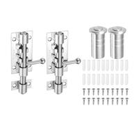 sourcing map Paquete de 2 pestillos deslizantes, 4 en acero inoxidable 304, pestillo resistente para puerta, barra de 10 mm de diámetro con agujero de candado para granero, valla de madera, cobertizo