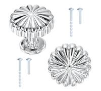 sourcing map Paquete de 2 pomos redondos de 2,9 cm de diámetro, aleación de zinc, manijas de cajón vintage con tornillos para armarios de cocina, dormitorio, tocador, armario, color cromado