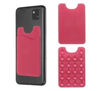 sourcing map Paquete de 2 soportes para tarjetas de teléfono con ventosa de silicona con ranura para tarjetas para teléfono celular, color rojo rosa