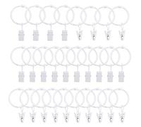 sourcing map Paquete de 28 anillos de cortina con clips, 1.3 pulgadas de diámetro interior, ganchos para colgar cortinas, vintage, decorativo, resistente al óxido, con ganchos, color blanco