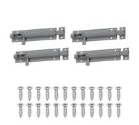 sourcing map Paquete de 4 cerraduras de perno de barril, pestillo de cerradura de puerta corredera de 4 pulgadas, pestillo de puerta deslizante de aleación de aluminio resistente con tornillos para