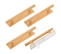 sourcing map Paquete de 4 tiradores autoadhesivos de plástico de 6 pulgadas, mango redondo adhesivo para armario de cocina, ventana, puerta corredera, armario (grano de madera clara)
