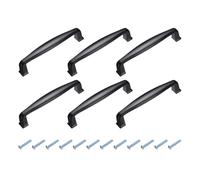 sourcing map Paquete de 6 manijas de gabinete, centro de agujero de 3.7 pulgadas, tiradores sólidos de aleación de aluminio con tornillos para armario de cocina, cajón, tocador, armario, color negro
