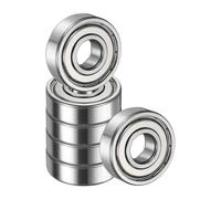 sourcing map Paquete de 6 rodamientos de bolas de ranura profunda 6201ZZ, 12 x 32 x 10 mm, rodamiento de doble escudo de acero cromado para motor eléctrico, electrodomésticos, maquinaria de jardín