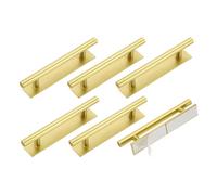 sourcing map Paquete de 6 tiradores autoadhesivos de plástico de 6 pulgadas, mango redondo adhesivo para armario de cocina, ventana, armario corredizo (dorado)