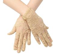 sourcing map Par De Guantes Resistentes Al Sol Señoras Verano Ciclismo De Conducción En Encaje, con Dedos Mitones Beige