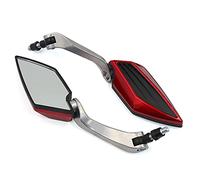 sourcing map Par Moto Rojo Negro Marco Retrovisor Lateral 8mm 10mm