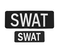 Sourcing Map Parche SWAT - 2 piezas (1 pieza pequeña, 1 pieza grande) con gancho y bucle, bordado, tela duradera para chaleco, chaqueta, ropa, mochilas, sombreros, color negro