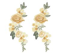 sourcing map Parches bordados de flores de peonía, parches para coser o planchar de 10.2 pulgadas, adornos florales para ropa, vestidos, chaquetas, bolsos, manualidades, costura, color amarillo