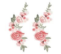 sourcing map Parches bordados de flores de peonía, parches para coser o planchar de 10.2 pulgadas, adornos florales para ropa, vestidos, chaquetas, bolsos, manualidades, costura, color rosa