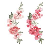 sourcing map Parches bordados de flores de peonía, parches para coser o planchar de 10.2 pulgadas, adornos florales para ropa, vestidos, chaquetas, bolsos, manualidades, costura, rosa/rojo rosa