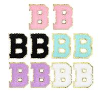 sourcing map Parches de felpilla de 5 cm con letra B, parche bordado de felpilla con inicial A-Z para coser o coser para hacer camisetas, ropa, chaquetas, bolsas (rosa, blanco, morado, azul, negro
