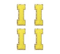sourcing map Parches de Letras de Chenilla 4uds, Parche para Planchar de Letras, Alfabeto I Amarillo, Pegatina Bordados de Reparación Decorativa para Ropa Zapato Sombrero Mochila