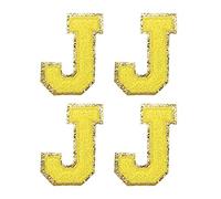 sourcing map Parches de Letras de Chenilla 4uds, Parche para Planchar de Letras, Alfabeto J Amarillo, Pegatina Bordados de Reparación Decorativa para Ropa Zapato Sombrero Mochila