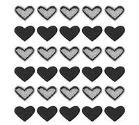 sourcing map Parches para Planchar en Forma de Corazón, Pegatina Costura Bordados, Parches Termoadhesivos para Reparación Ropa, Mochila Zapatos Decoración, Negro Paquete de 30