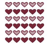 sourcing map Parches para Planchar en Forma de Corazón, Pegatina Costura Bordados, Parches Termoadhesivos para Reparación Ropa, Mochila Zapatos Decoración, Vino Rojo Paquete de 30