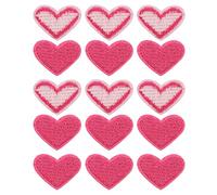 sourcing map Parches para Planchar en Forma de Corazón, Pegatina de Apliques de Amor Cosido Bordado en Rosa Rojo para Ropa Chaqueta Mochila Zapato Reparación Decoración, Paquete de 15