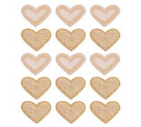 sourcing map Parches para Planchar en Forma de Corazón, Pegatina de Apliques de Amor Cosido Bordado en Beige para Ropa Chaqueta Mochila Zapato Reparación Decoración, Paquete de 15