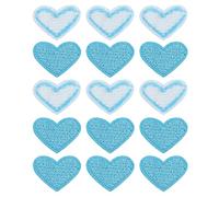 sourcing map Parches para Planchar en Forma de Corazón, Pegatina de Apliques de Amor Cosido Bordado en Cielo Azul para Ropa Chaqueta Mochila Zapato Reparación Decoración, Paquete de 15