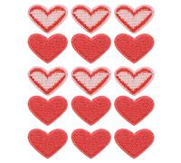 sourcing map Parches para Planchar en Forma de Corazón, Pegatina de Apliques de Amor Cosido Bordado en Rose Rosa para Ropa Chaqueta Mochila Zapato Reparación Decoración, Paquete de 15
