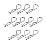 sourcing map Pasadores de clip Alambre de 3 mm Acero al carbono 60 mm de longitud Remolque R En forma de resorte Cotter Tractor Cortacésped Sujetador Hardware Tono plateado 10 piezas