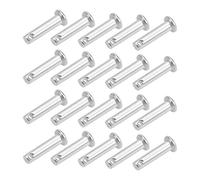 sourcing map Pasadores de Horquilla de Un Solo Orificio 4x16mm, 20Pcs Pasador de Bisagra de Cabeza Plana de Acero Inoxidable 304