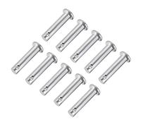 sourcing map Pasadores de Horquilla de Un Solo Orificio, 6 mm X 25 mm, Pasadores de Horquilla de Cabeza Plana de Acero Inoxidable, 10 Piezas