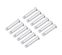 sourcing map Pasadores de Horquilla de Un Solo Orificio 8x50mm, 12 Piezas Pasador de Bisagra de Eslabón de Acero Sólido Galvanizado de Cabeza Plana