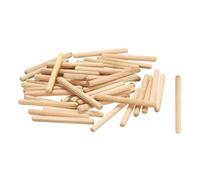 sourcing map Pasadores de madera de 5 mm x 50 mm, varillas rectas de madera estriada para manualidades, muebles, bricolaje, madera dura, 100 unidades