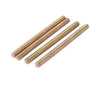 sourcing map Paso 1,25mm M8 x 100mm Barra Roscada Macho Espárrago Perno de Barra Tono Bronce 4uds