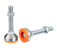 sourcing map Patas niveladoras, 2 unidades, M16 x 100 x 50 mm, acero al carbono, antideslizantes, antigolpes, ajustables, patas de tornillo de nivelación para muebles, talleres y equipos