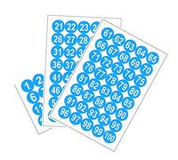 sourcing map Pegatinas de números redondos, 50 mm de diámetro número 1-100 etiqueta autoadhesiva de PVC impermeable palabra blanca (fondo azul)