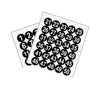 sourcing map Pegatinas de números redondos, 50 mm de diámetro, número 1-50, etiqueta autoadhesiva de PVC, impermeable, palabra blanca (fondo negro)