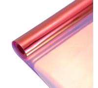 sourcing map Película de vinilo holográfica transparente de PVC holográfico, tela de PVC, impermeable, película dicroica de 12 x 48 pulgadas para bolsos, lazos, aretes, manualidades, color rojo láser