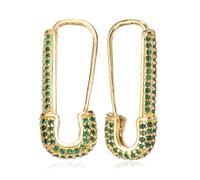 sourcing map Pendientes de seguridad, 2 unidades, hipoalergénicos, con clip de papel, aretes de aro punk, para mujeres y hombres, regalos de joyería de moda, tono dorado y verde, 27x10x3mm