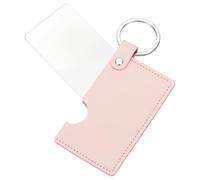 sourcing map Pequeño espejo rectangular de bolsillo para bolso, espejo de maquillaje compacto de acero inoxidable con funda de cuero para mujeres, niñas, bolso, regalo, Pink, S, Moderno