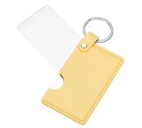 sourcing map Pequeño espejo rectangular de bolsillo para bolso, espejo de maquillaje compacto de acero inoxidable con funda de cuero para mujeres, niñas, bolso, regalo, Amarillo, S, Moderno